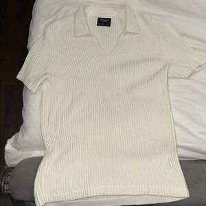 Abercrombie & Fitch Off-White Ribbed Polo